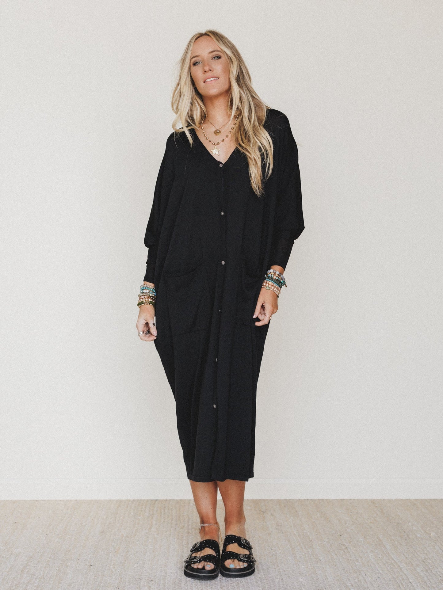 Harper Duster Dress - Black - Pre Order