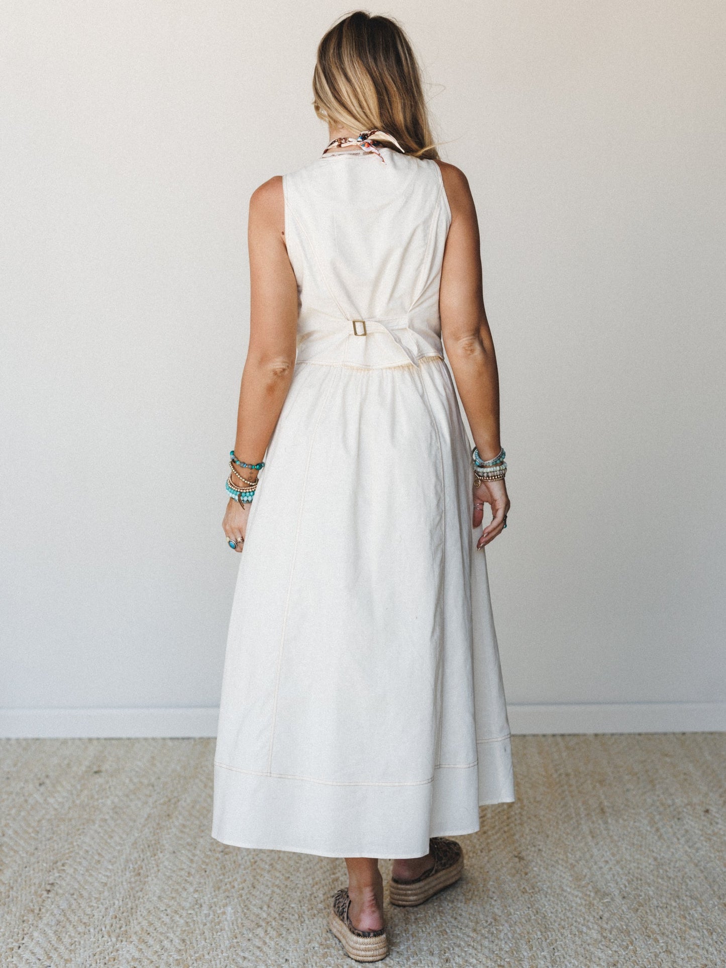 On the Run Denim Maxi Dress - Ivory