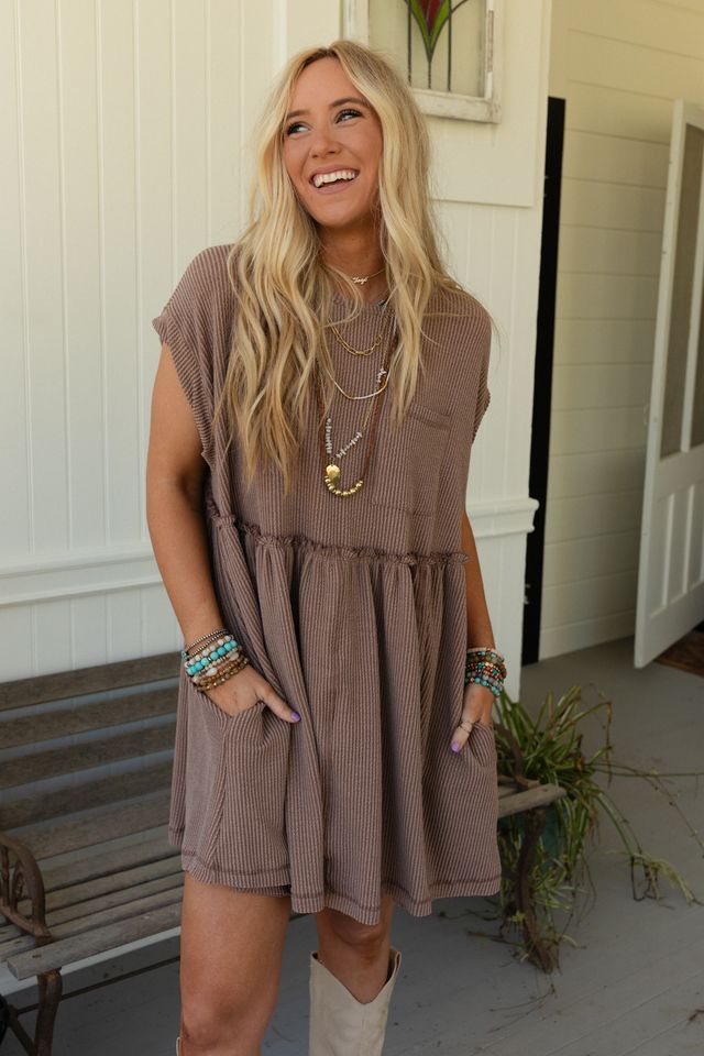 The Nest Subtle Escape Textured Dress - Acorn - Pre Order