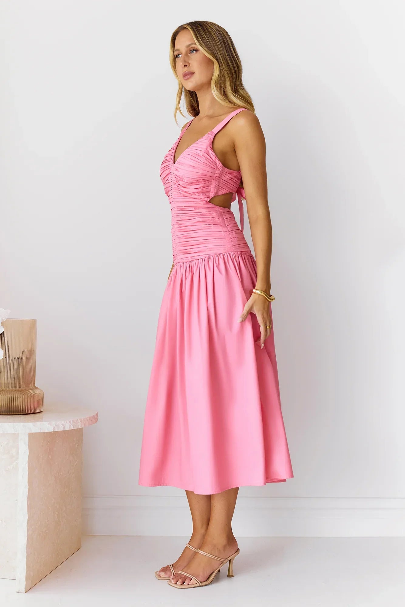 Sunny Vineyards Midi Dress Pink