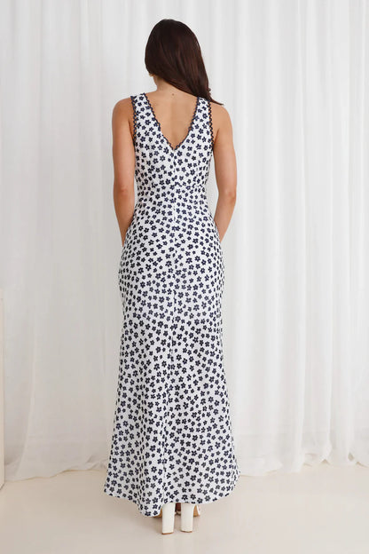 Picked Flowers Maxi Dress White