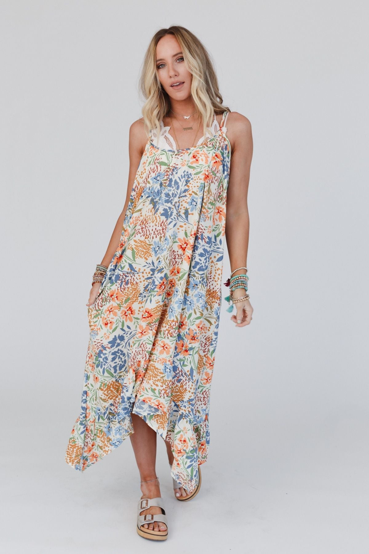The Nest Ellie Ruffle Midi Dress - Brown Floral - Pre Order