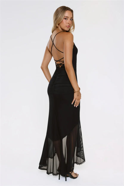 Whispered Dreams Mesh Maxi Dress Black