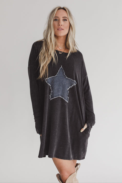 Sonora Star Patch Dress - Charcoal - Pre Order