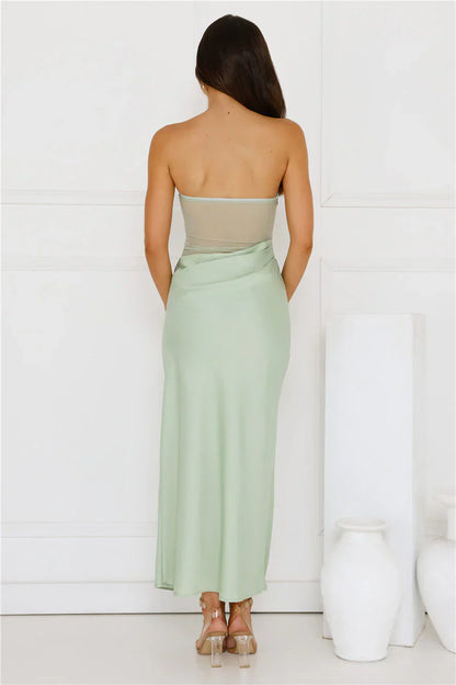 Sunbeam Serenade Strapless Mesh Maxi Dress Green