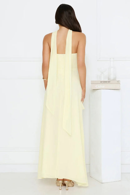 Sunset Reverie Strapless Maxi Dress Yellow