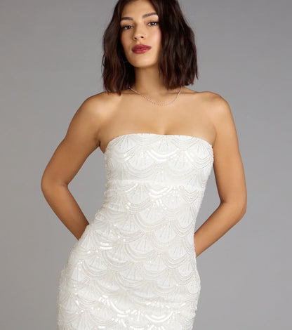 Lilah Beaded Scallop Mini Dress