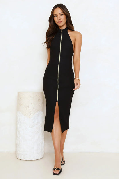 Sweet Temptations Halter Midi Dress Black