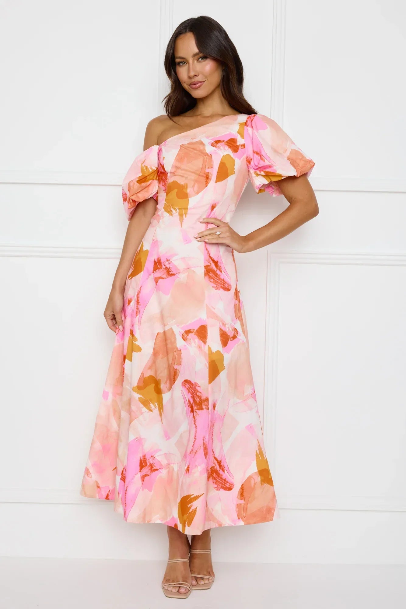 Swan Kiss Off Shoulder Maxi Dress Pink