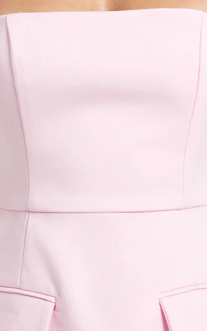Garrett Mini Dress - Square Neck Fit And Flare Dress in Pink