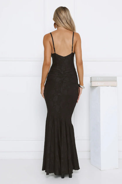 Sunset Gleam Maxi Dress Black