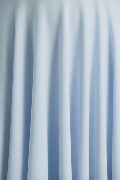 Vicky | Powder Blue High Neck Midi Dress With Puff Sleeves