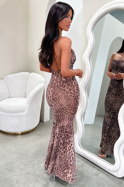 Barb Mesh Maxi Dress - Leopard