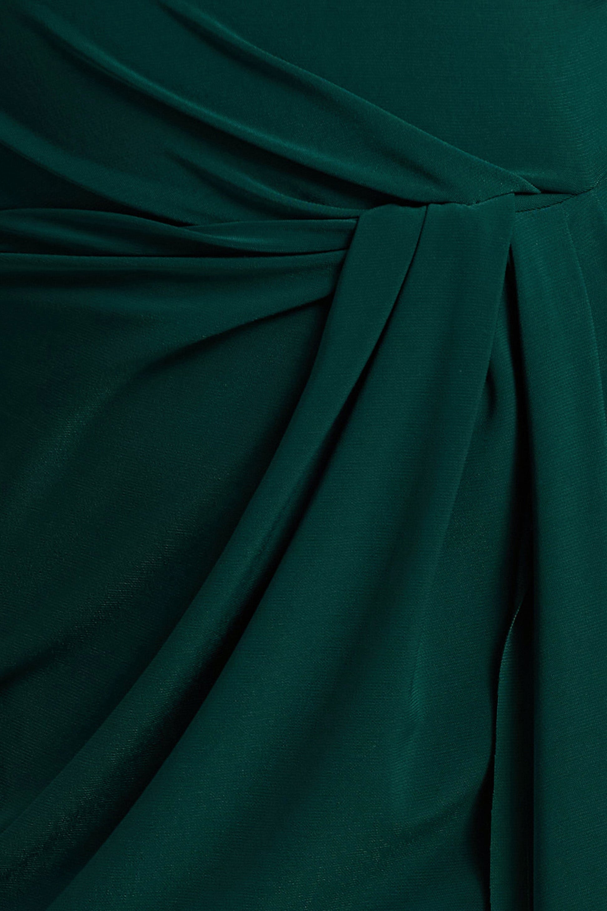 Khari | Bottle Green High-Neck Twisted Maxi Dress With Drape