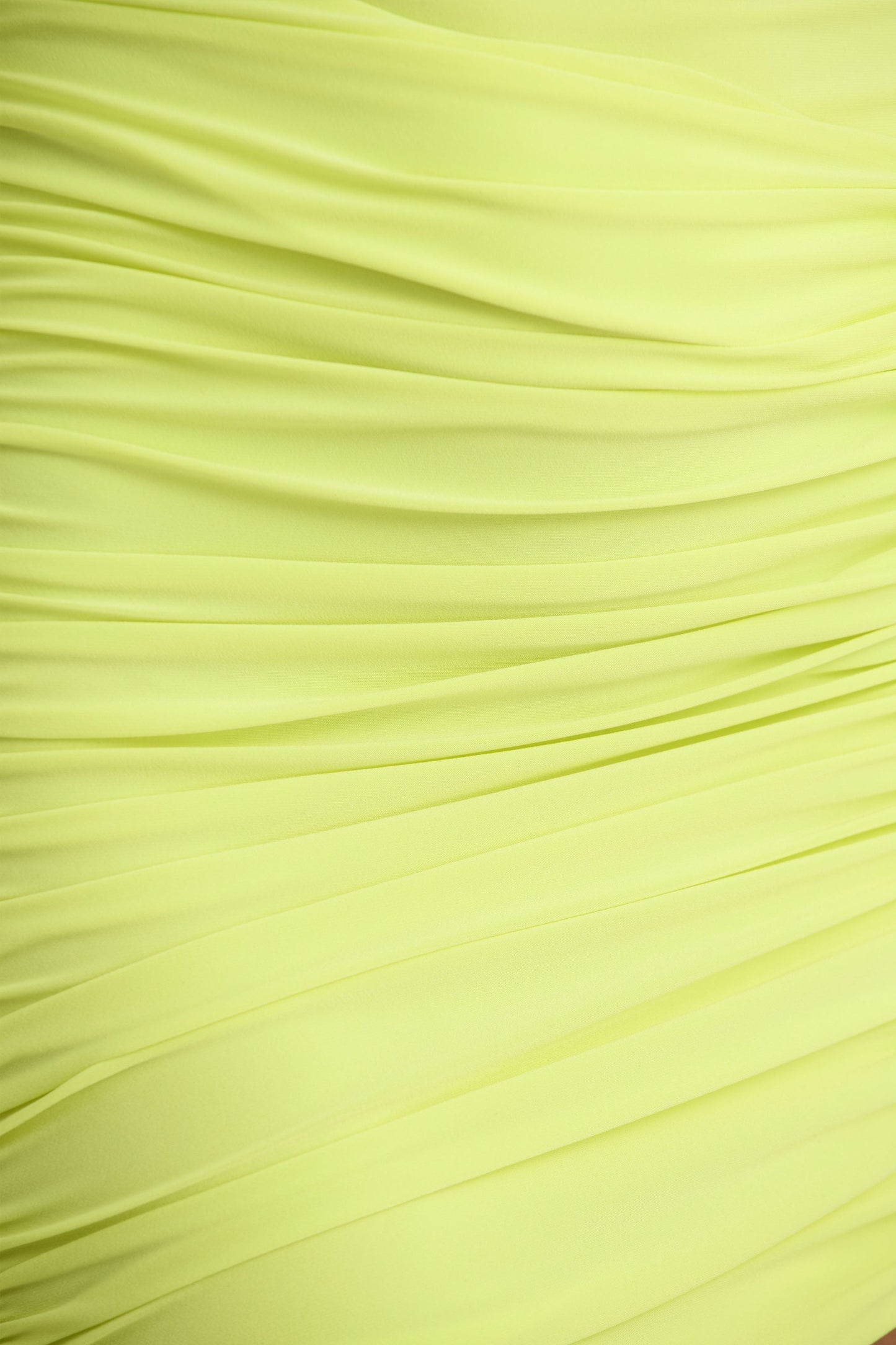 Marci | Lime Green Asymmetric Ruched Mini Dress With Sash
