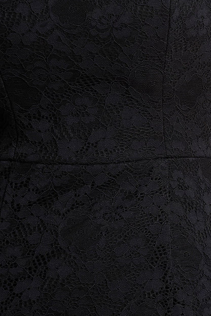 Alissa | Black Lace Square-Neck Midi Dress