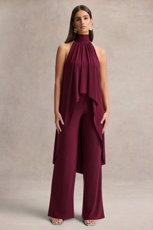 Jadzia | Burgundy Halter-Neck Jumpsuit