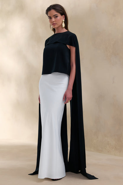 Iveta | White Satin Maxi-Skirt