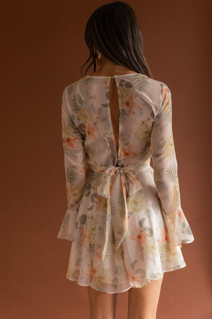 Unconditional Tied Front Dress Floral Yellow