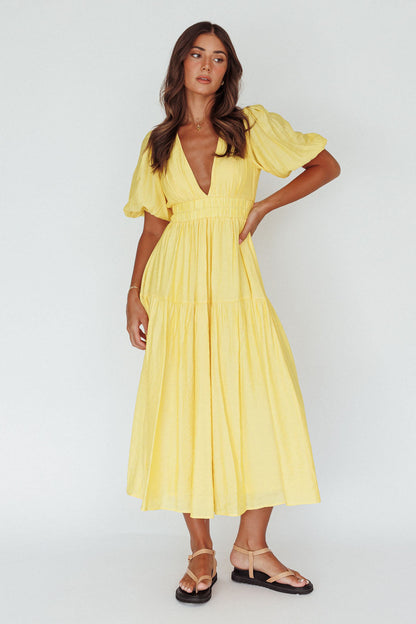 Summer Land V-Neckline Midi Dress Butter