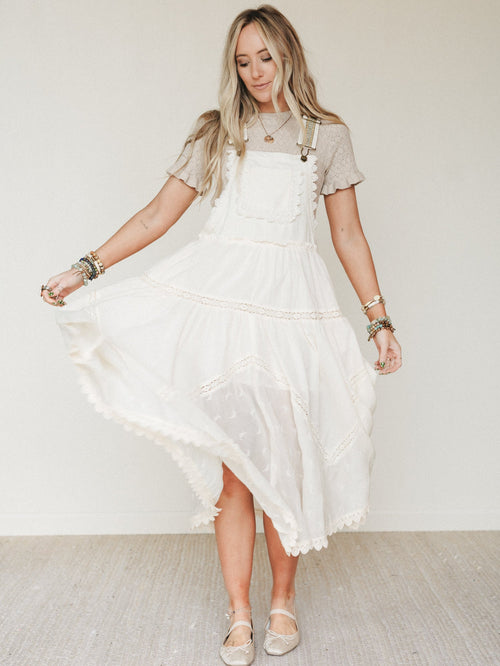 Garden Stroll Overall Dress - Ecru - Pre Order