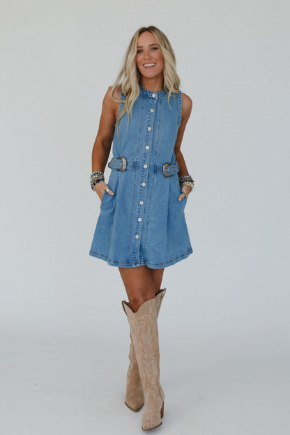 Alexandra Denim Dress - Light Wash - Pre Order