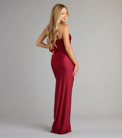 Beverly Halter Slit Long Formal Dress