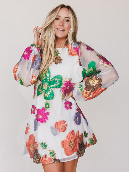 Ballad Sky Floral Dress - Cream - Pre Order