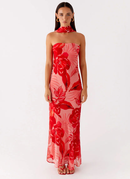 Under The Pagoda Maxi Dress - Sicily Sunsets Print