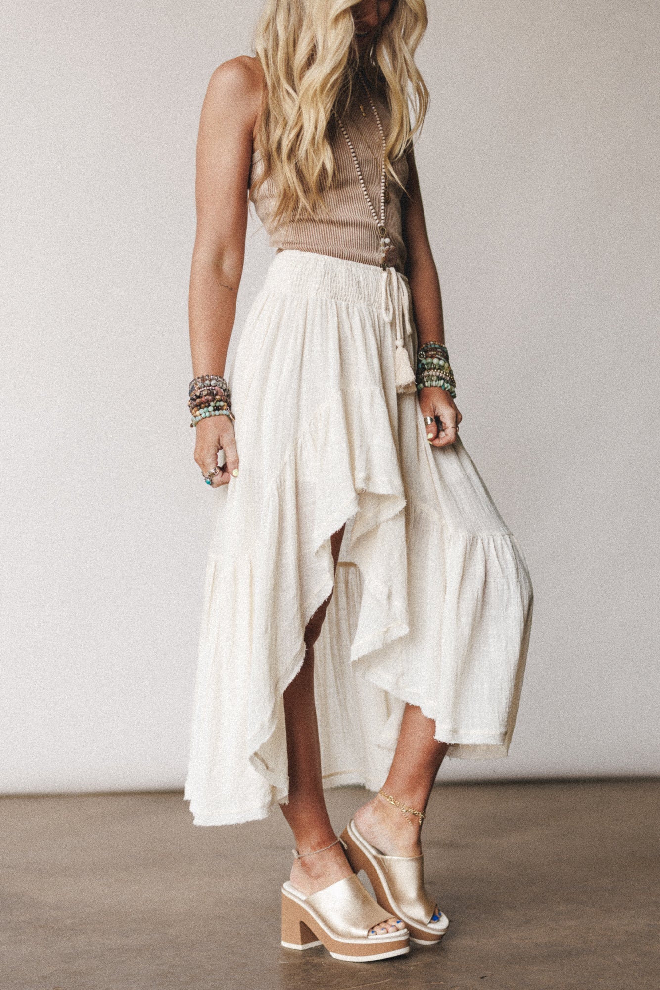 Lunara Ruffled Skirt - Off White - Pre Order