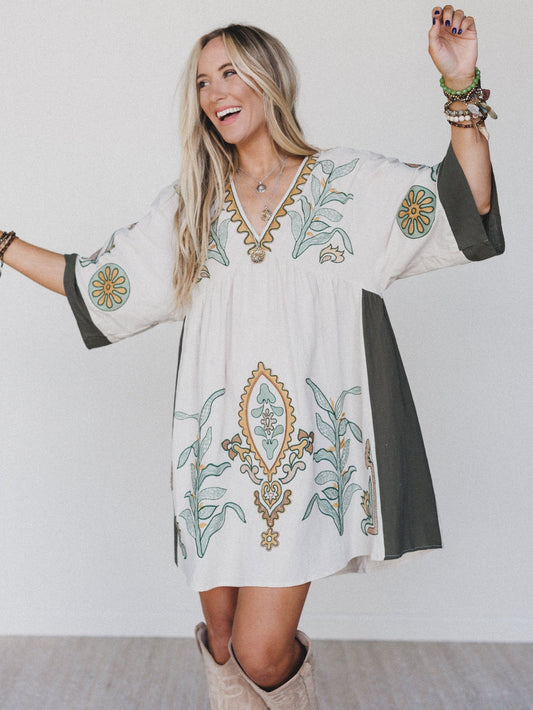 Chateau Chic Babydoll Tunic Dress - Sage - Pre Order