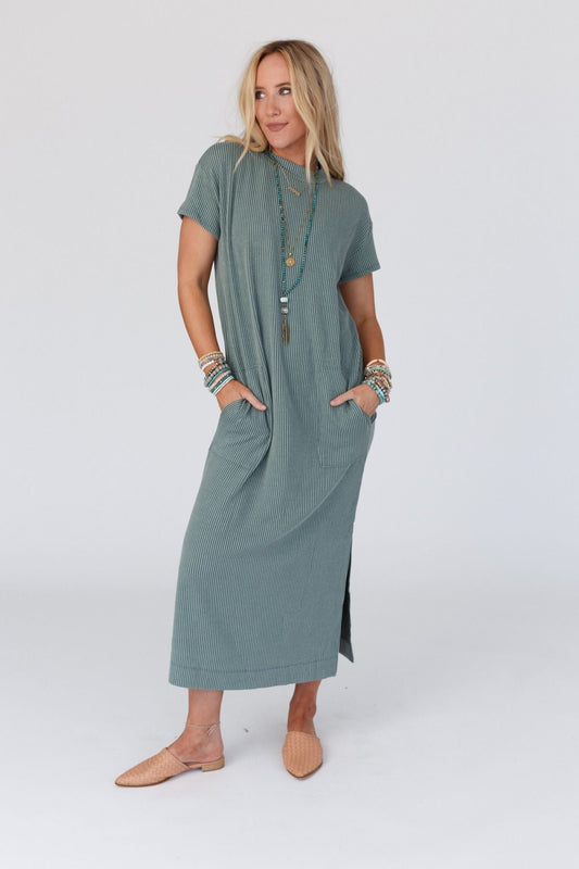 The Nest Easy Days Maxi Slit Tee Dress - Sea Foam - Pre Order