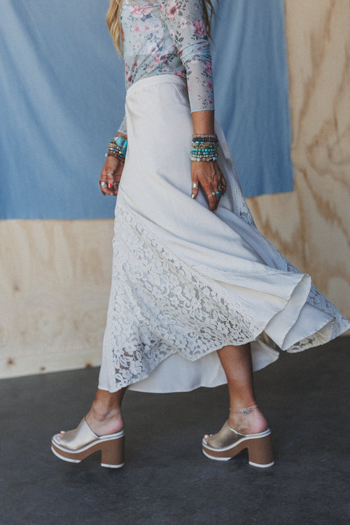 Heavenly Haze Lace Skirt - Dove - Pre Order