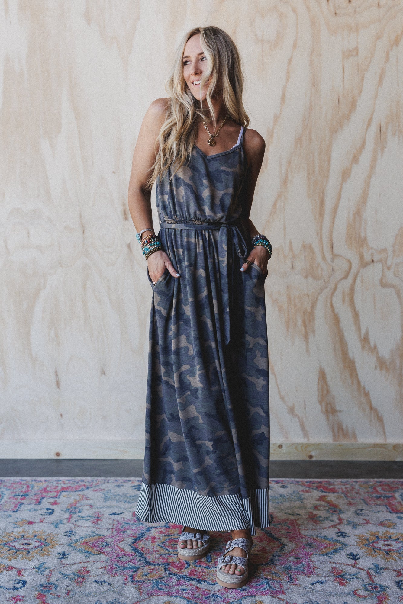 The Nest Cadet Camo Print Dress - Olive Moss - Pre Order
