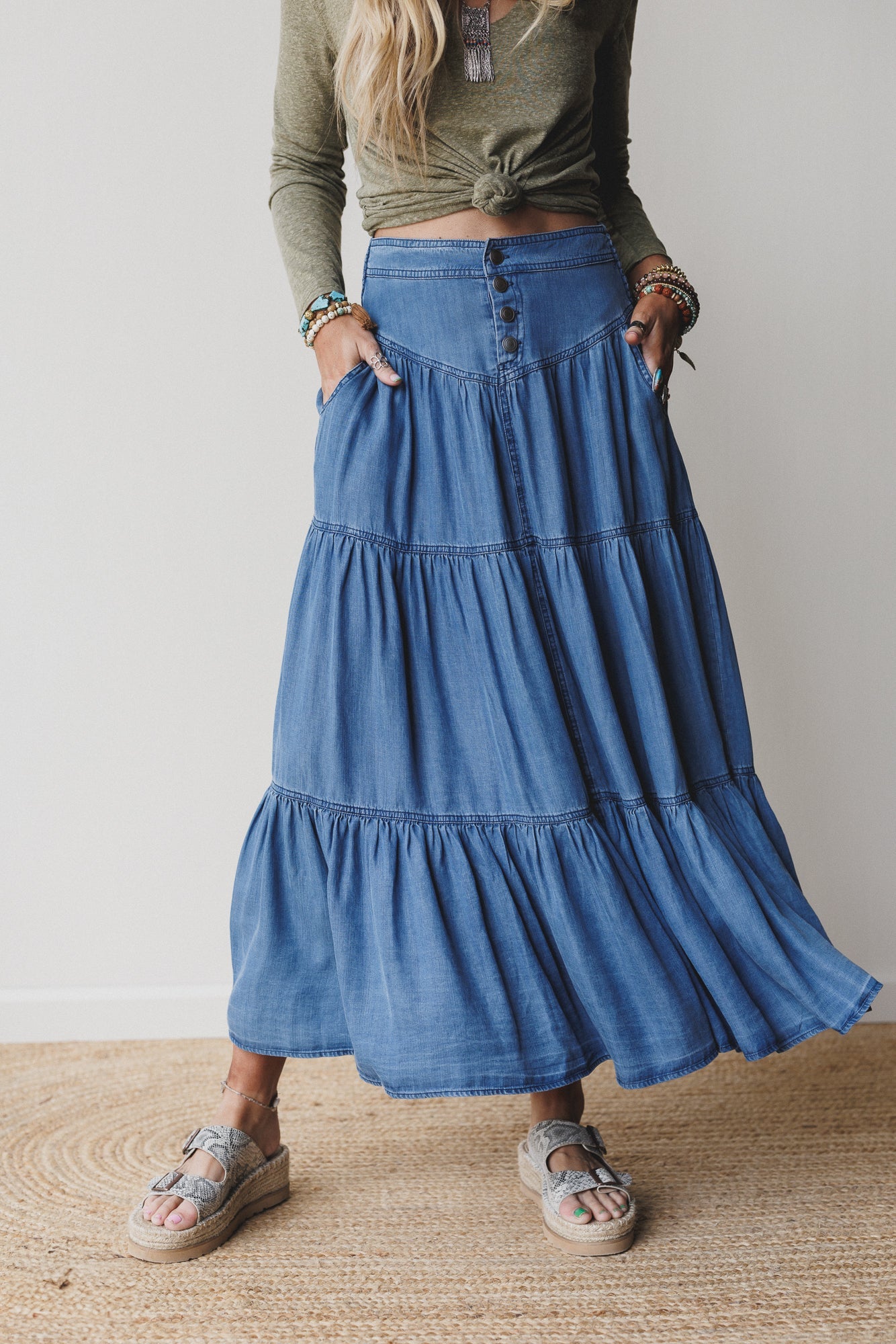 Meadow Blues Maxi Skirt - Denim - Pre Order