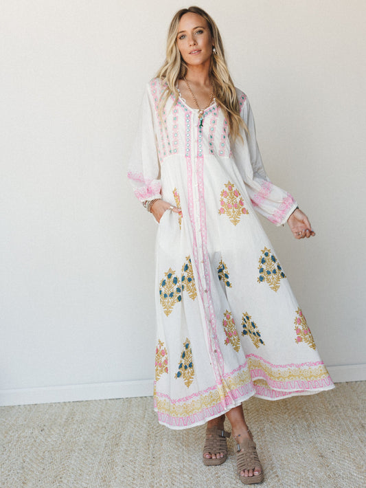 Bali Song Maxi Dress - Ivory Multi