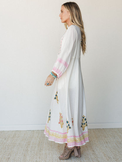 Bali Song Maxi Dress - Ivory Multi