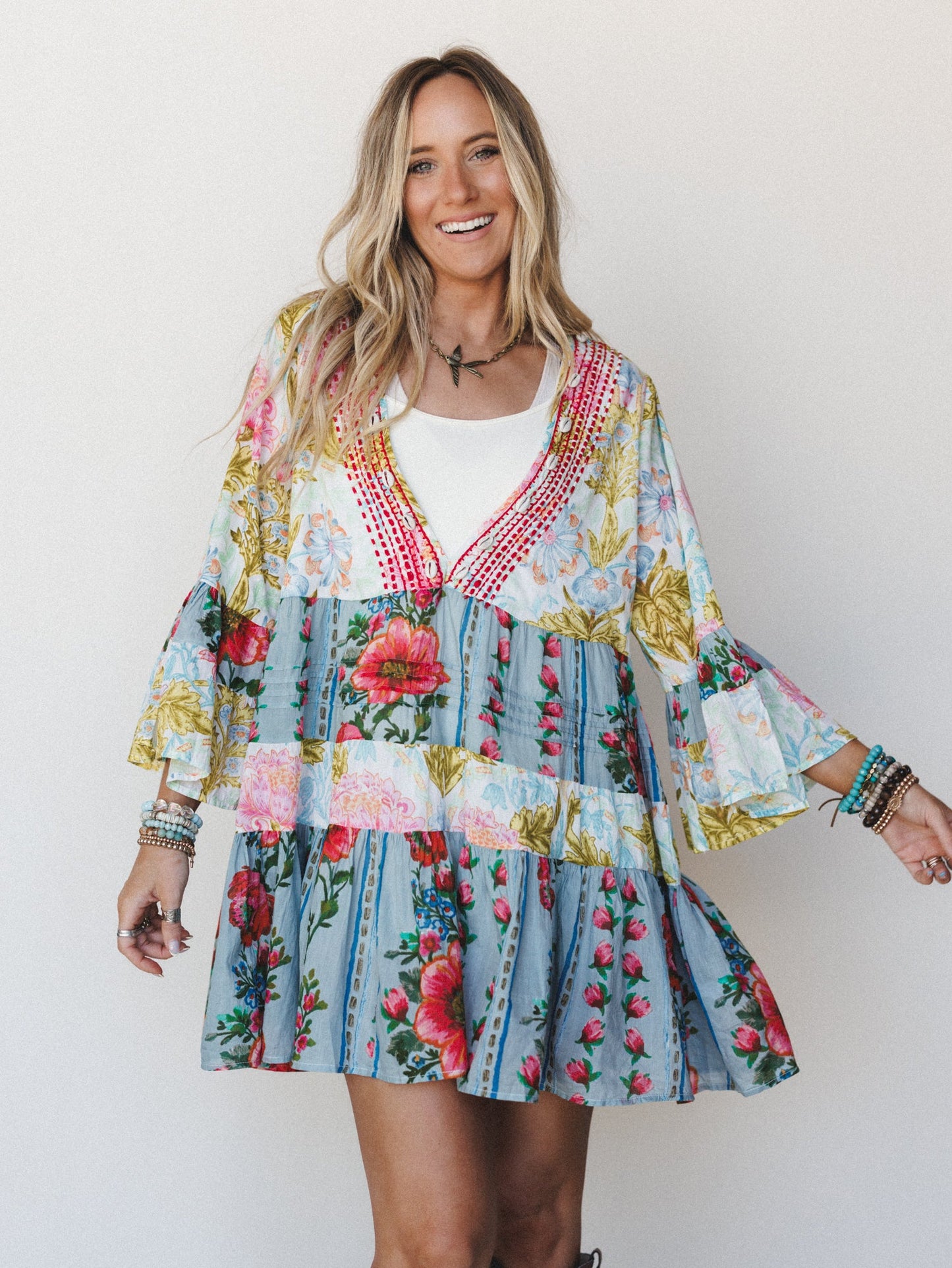 Sedona Sun Dress - Cream Jade Multi