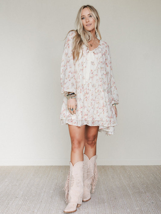 Beth Floral Print Dress - Cream - Pre Order