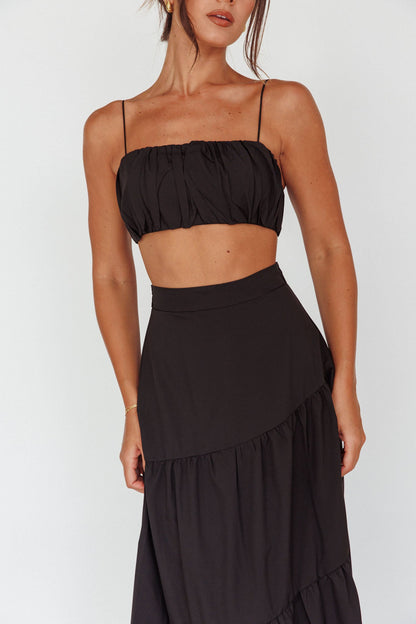 Bondi Gathered Crop Top Black