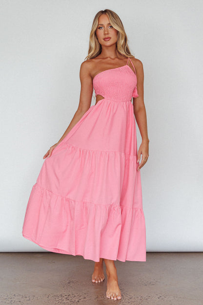 Tamzin Shirred Bodice Midi Dress Soft Pink