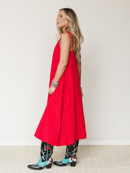 Now and Then Maxi Bubble Dress - Red