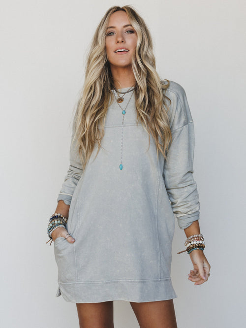 Mission Cozy Sweatshirt Dress  - Sleet - Pre Order