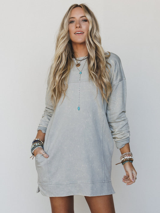 Mission Cozy Sweatshirt Dress  - Sleet - Pre Order