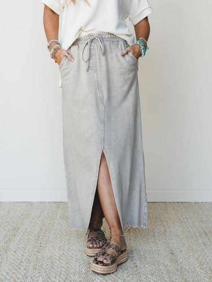 Sunfade Front Slit Maxi Skirt - Sleet