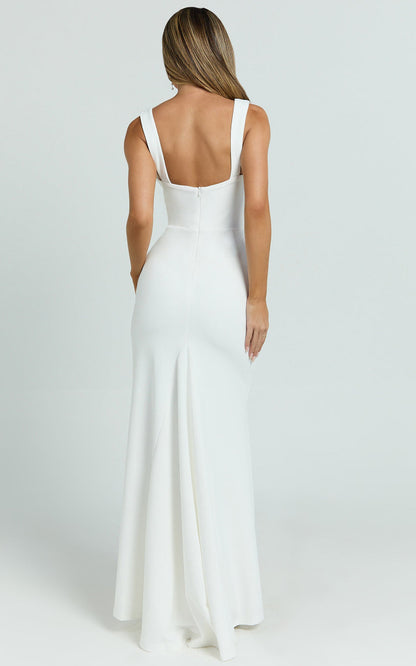 Tabitha Maxi Dress - Cowl Neck High Split Dress in Ivory