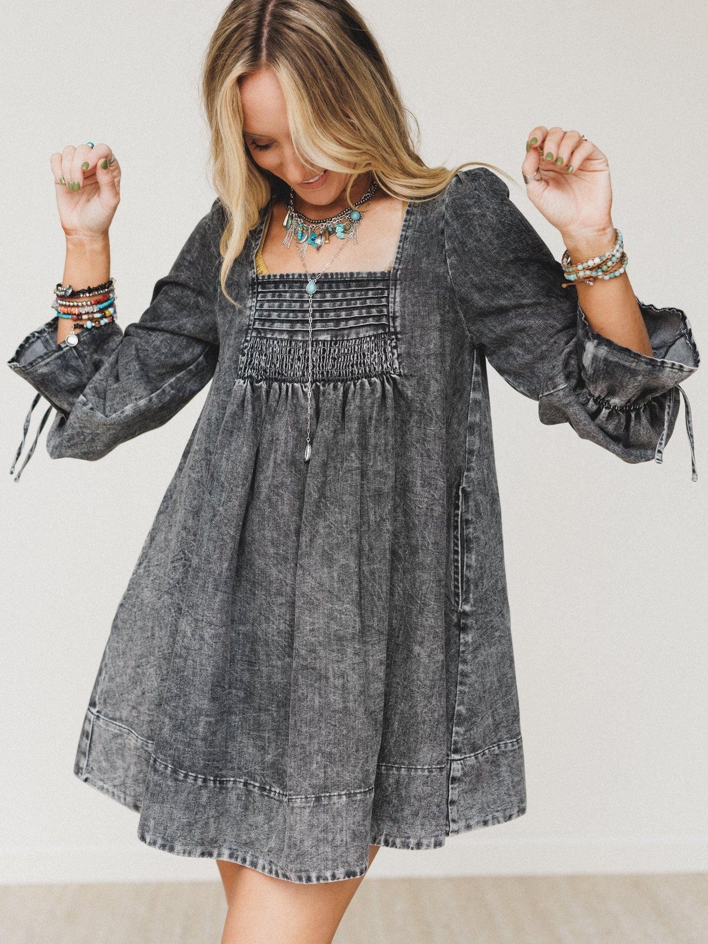 Soft Grove Babydoll Dress - Black - Pre Order