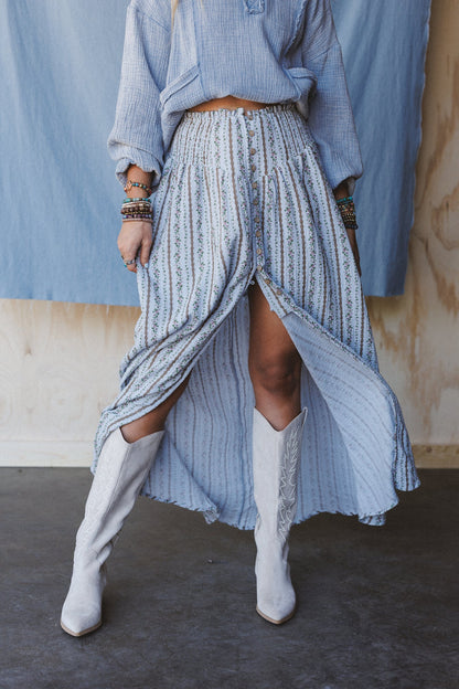 Boheme Bliss Maxi Skirt - Blue - Pre Order
