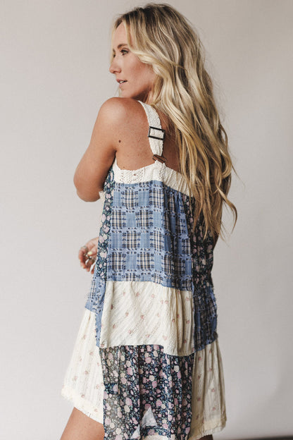 Golden Fields Patchwork Dress - Blue - Pre Order