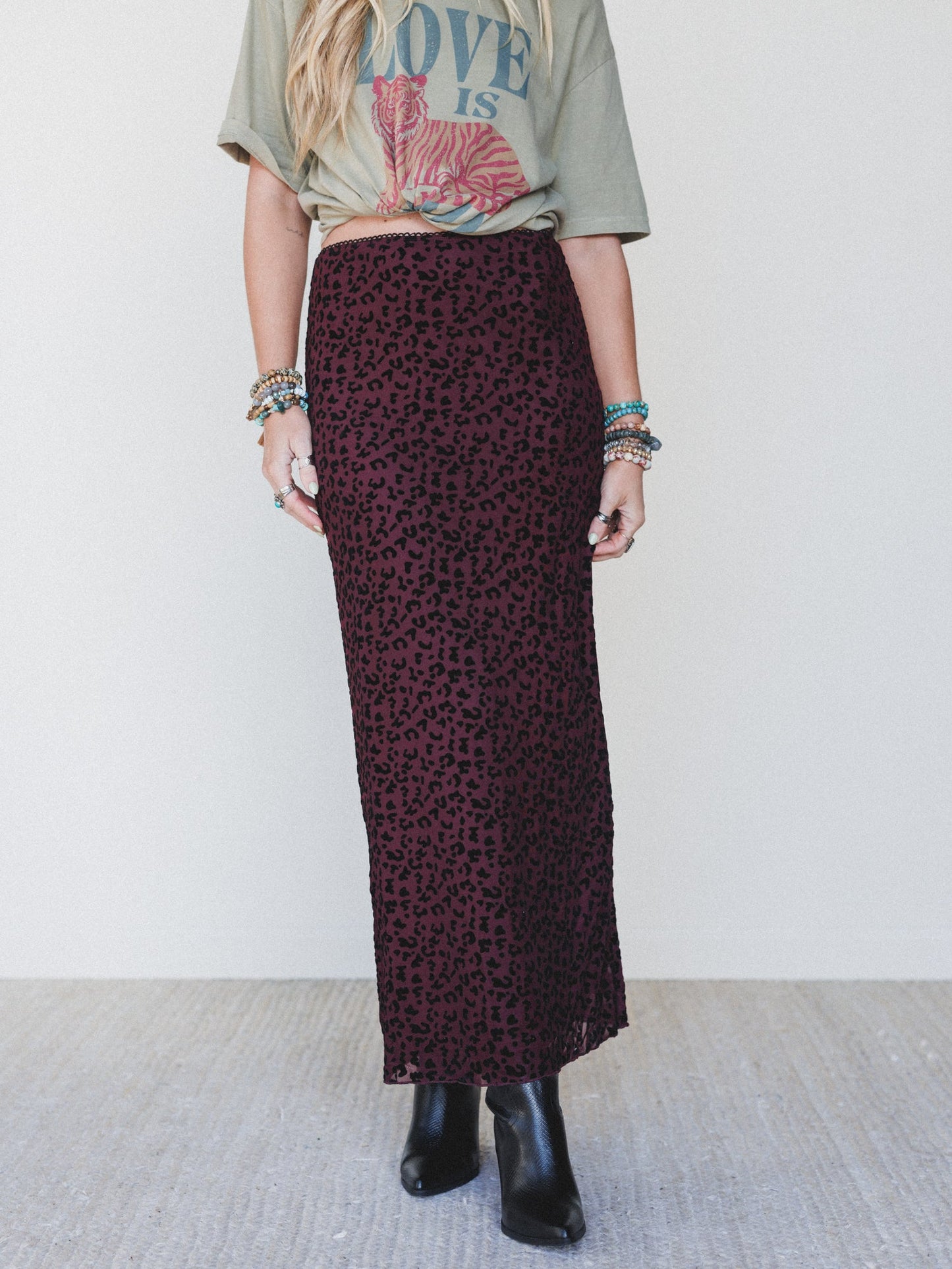 High Street Maxi Skirt - Burgundy - Pre Order
